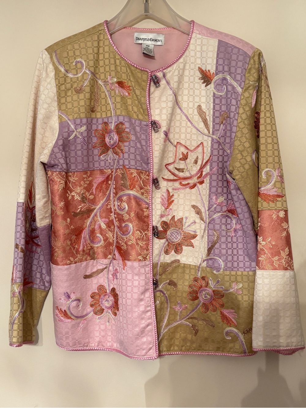 Vintage Draper & Damon’s Jacket with Embroidered Flowers Size Medium Petite